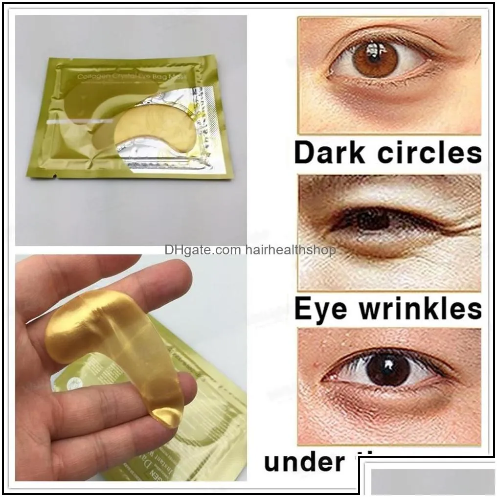 Sleep Masks Vision Care Health Beauty 2Pcs Is 1Pack Gold Crystal Collagen Eye Mask Sale Eyees Under Eeye Dark Circle Dhmyf