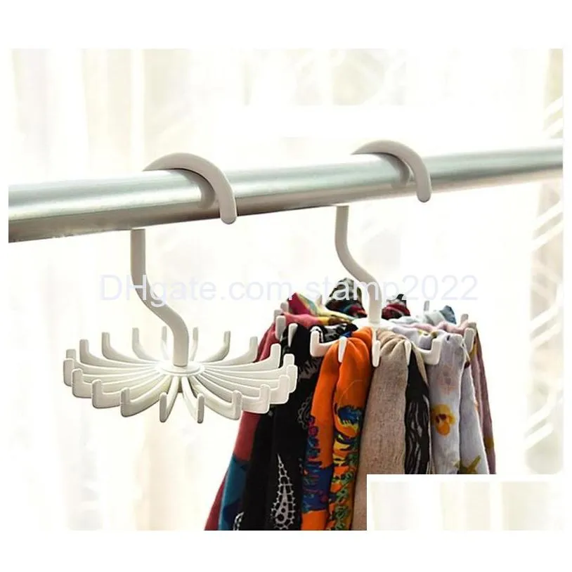 plastic rotating tie rack hanger holder 20 hooks clostet clothing rack hanging necktie belt shelves wardrobe organizer