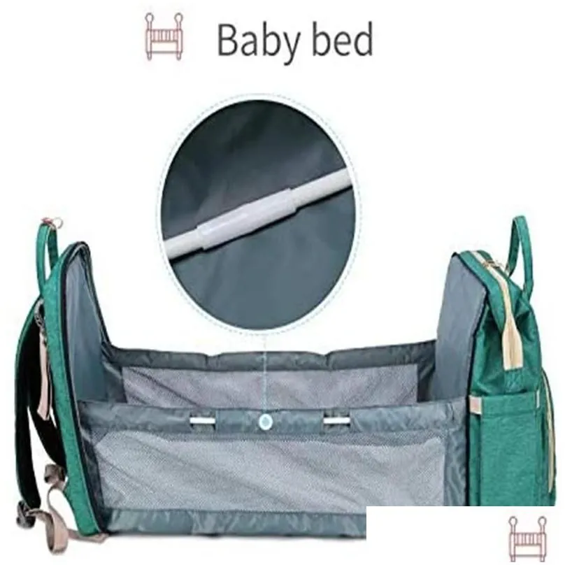 Diaper Bags Diaper Bags 3 In 1 Portable Bag Backpack Baby Nursery Travel Bed Bassinet Changing Pad Foldable Crib Infant Sleeper Nest D Dh9Bo