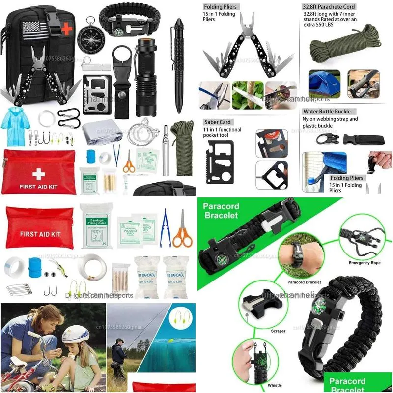 backpacking packs outdoor survival kit professional ifak bag emergency tools survival gears for camping hiking with personal first aid kit