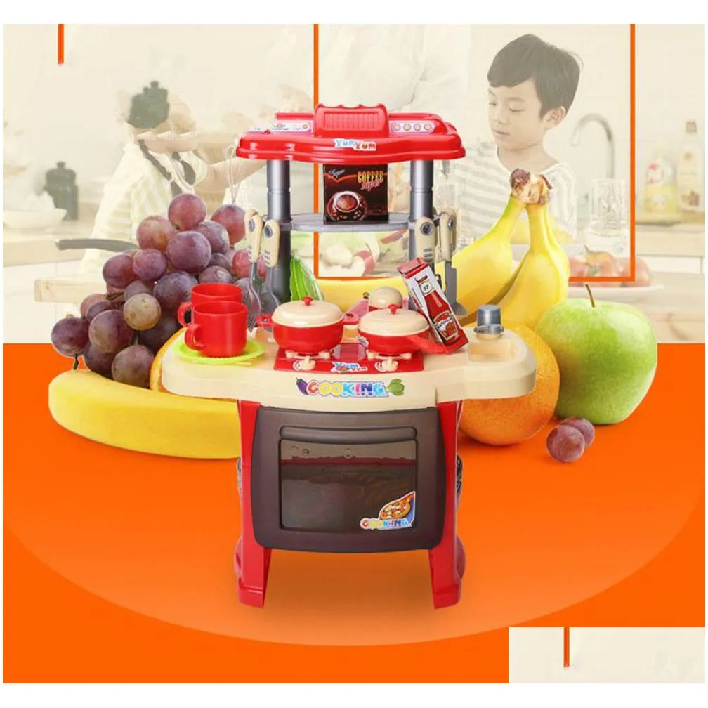 Kitchens & Play Food Wholesale- Kids Kitchen Set Children Toys Large Cooking Simation Model Play Toy For Girl Baby Drop Delivery Toys Dh5Eg