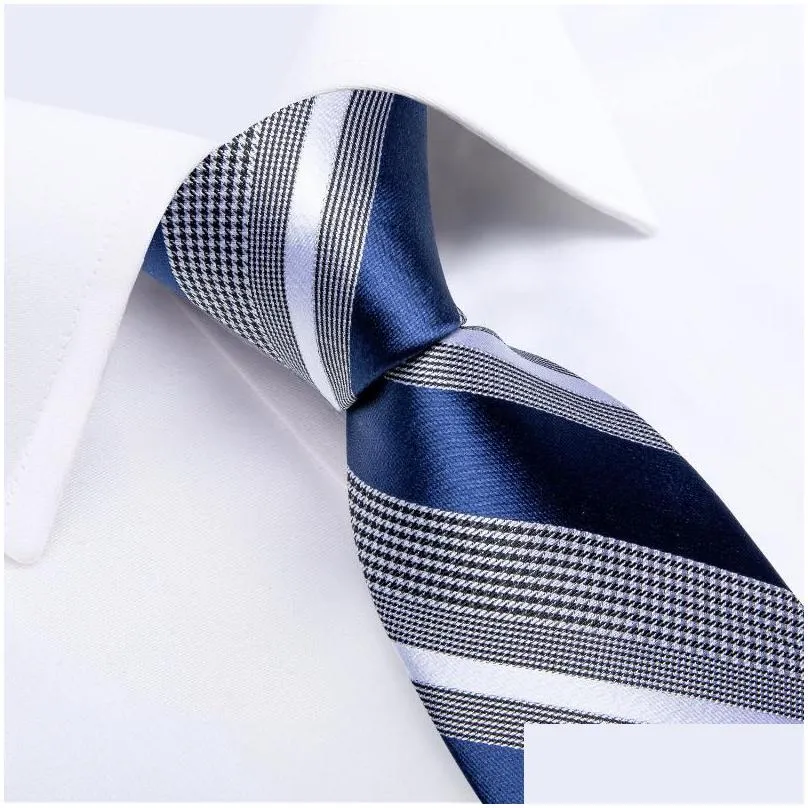 bow ties blue striped mens wedding accessories necktie handkerchief cufflinks brooch pin gifts for men wholesale items business