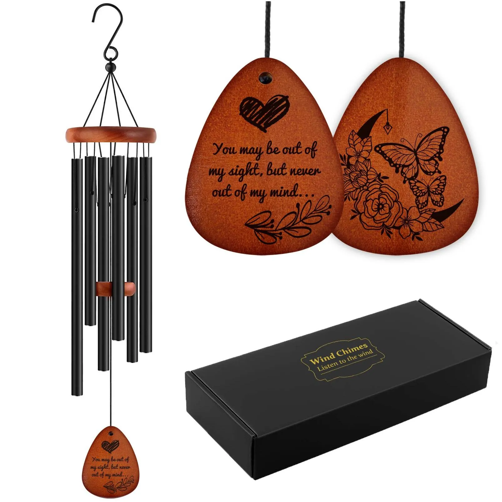other event party supplies sympathy wind chimes memorial gift with poem for outside for loss of loved one when someone become butterfly