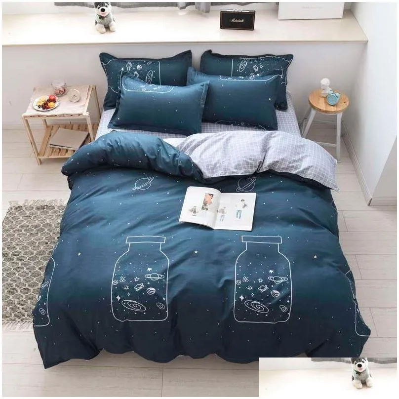 yellow banana bed linen bedding set boy girl home flat bed sheet pillowcase duvet cover 3/4pcs queen king full single size y200417