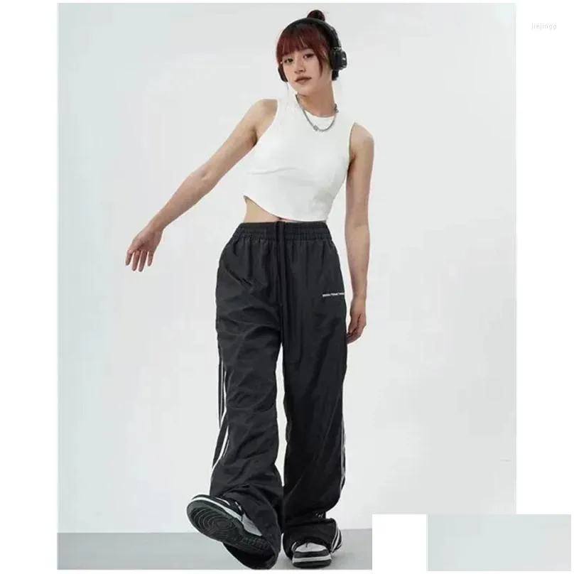 Women`s Pants Y2K Women Streetwear Techwear Cargo Korean Harajuku Parachute Track Men Tech Sweatpants Wide Leg Joggers Trousers