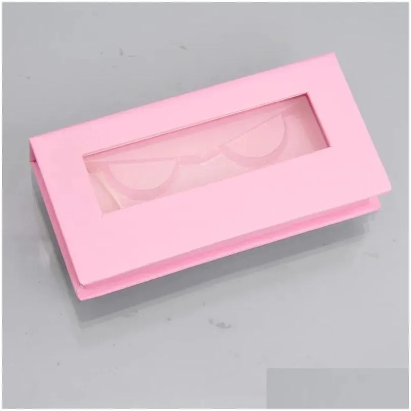 False Eyelashes 10/Pack Wholesale Eyelash Packaging Box Lash Boxes Custom Faux Mink Eyelashes Strips Pink Empty Case Bk Vendors Drop D Dhivm