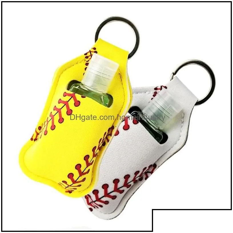 party favor neoprene er baseball softball keychains chapstick party holders for hand sanitizer bottle gel holder sleeve key chain ri