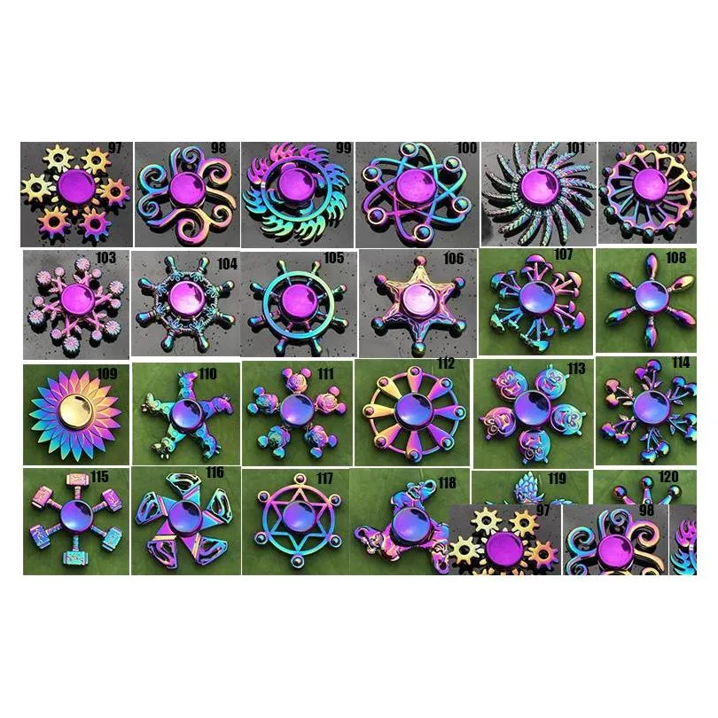 Decompression Toy Rainbow Metal Fidget Spinner Star Flower Skl Dragon Wing Hand For Autism Adhd Kids Adts Antistres Toy Edc Drop Deliv Dhywj