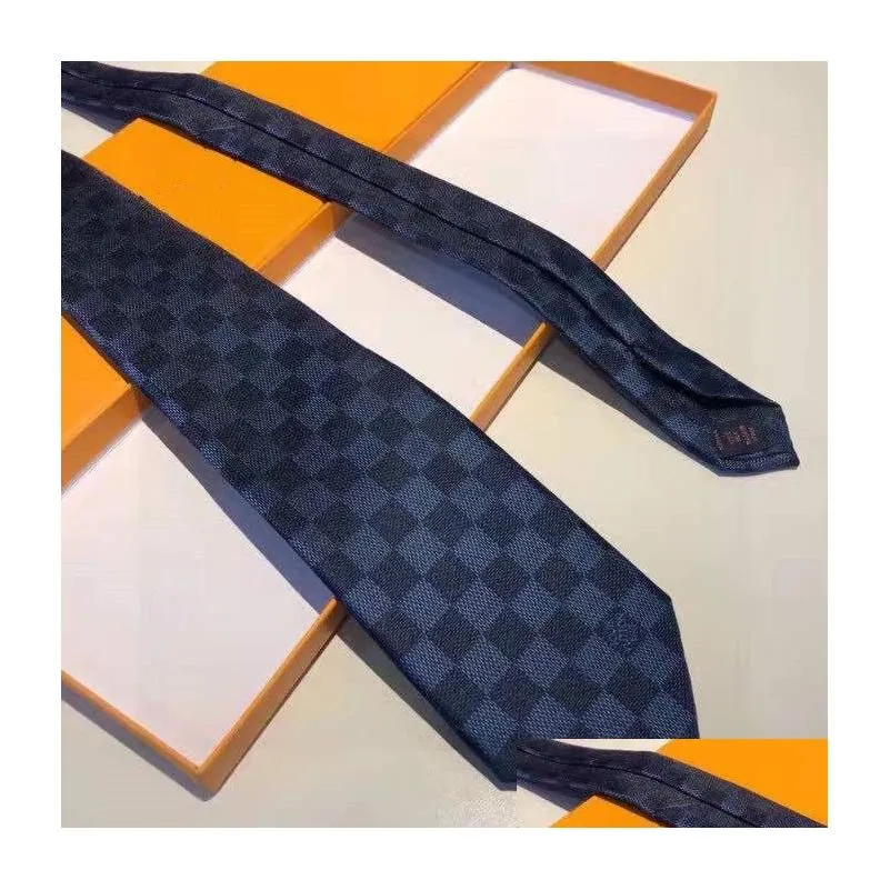 bow ties mens luxury necktie damier quilted ties plaid designer tie high quality silk tie with box black blue white t220