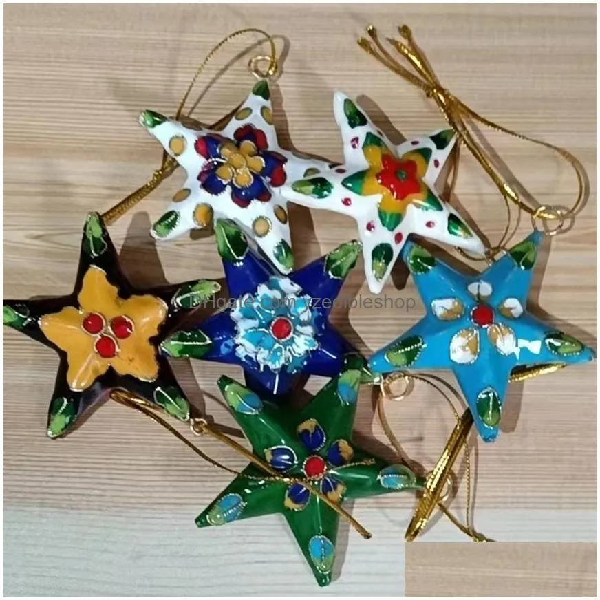 handcrafts cloisonne enamel colorful star pendant ornaments small decorative item keychain charms home decor christmas tree hanging decoration