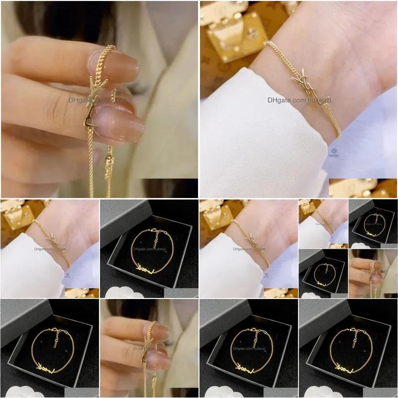 original designer girlsl women letter bracelets elegant love 18k gold bangles y logo engrave bracelet fashion jewelry lady party