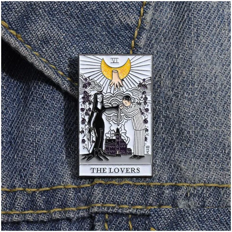 Jewelry The Lover Tarot Card Shaped Enamel Brooch Pins Set Aesthetic Cute Lapel Badges Cool For Backpacks Hat Bag Collar Diy Fashion J Dh0N2