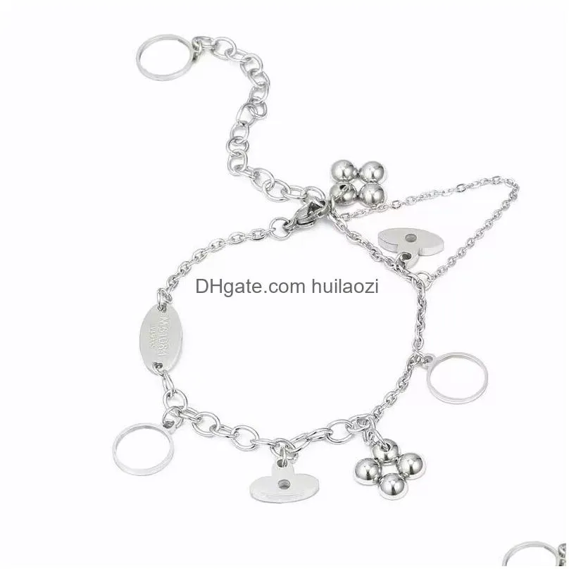 luxury girl women 19.5cm flower v bracelets 316l titanium steel love designer silver rose gold original logo engrave bracelet fashion jewelry lady