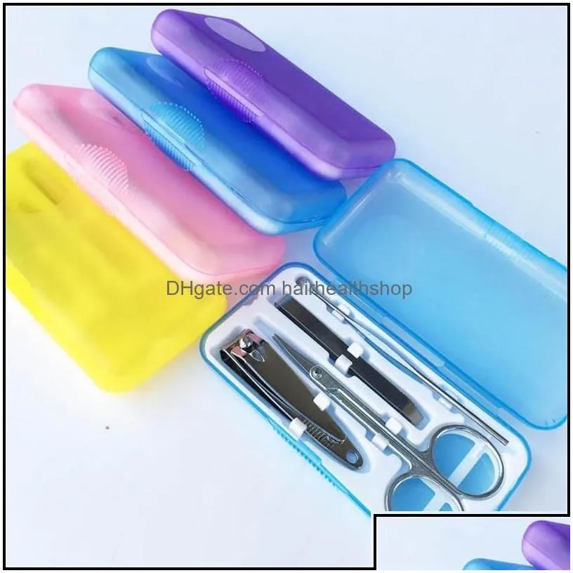 4Pcs/Set Nails Clipper Kit Manicure Set Clippers Trimmers Pedicure Scissor Random Color Nail Tools Sets Kits Tool Wxy021 Drop Delivery