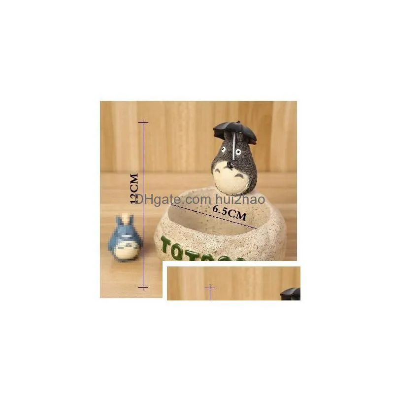 my neighbour totoro figurines vase resin flowerpot ornaments funny succulent plants flower pot home decor lj201210