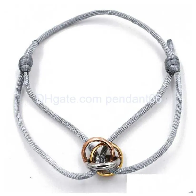 bangle stainless steel trinity ring string charm bracelet three rings hand strap couple bracelets for women men fashion desinger jewelry famous