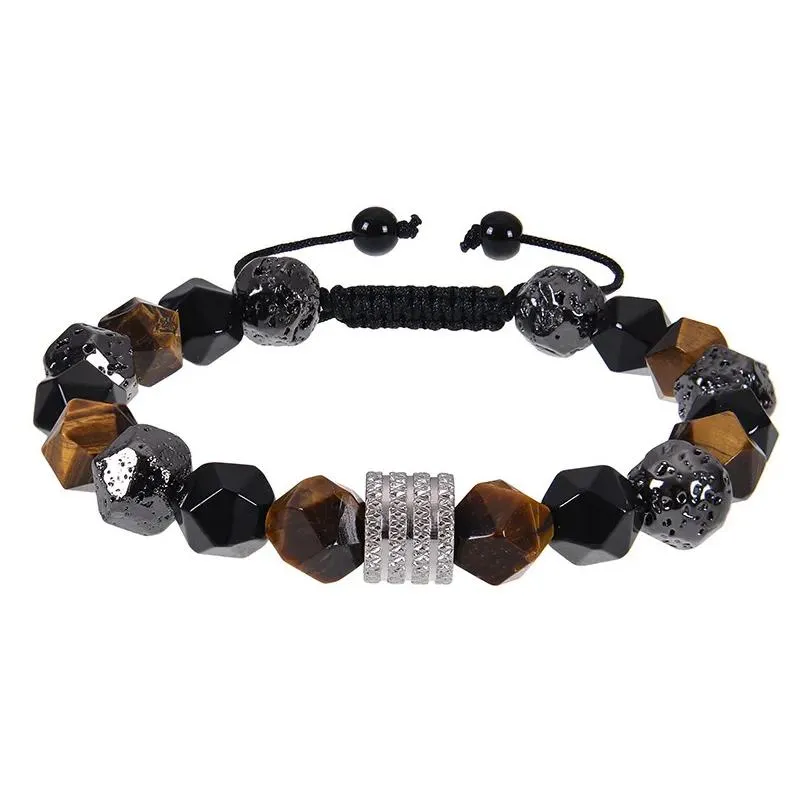 natural tiger eye stone braid volcanic stone bracelet elastic rope bracelet birthday gifts
