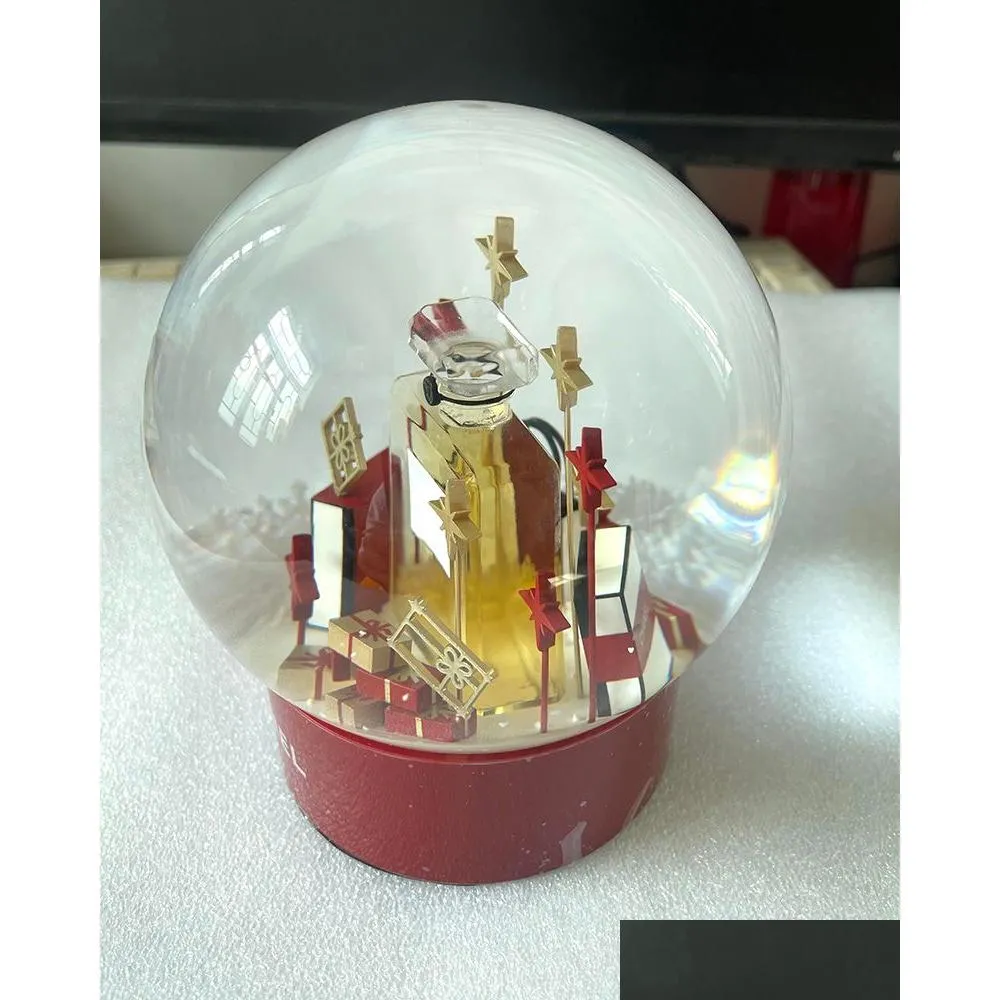 2023 edition c classics red christmas snow globe with perfume bottle inside crystal ball for special birthday novelty vip gift