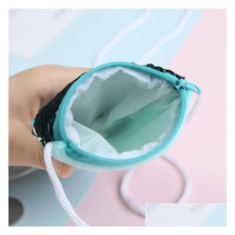 Purse Kids Purses Girls Love Mermaid Sequins Zipper Coin Purse With Lanyard Beautif Fish Shape Tail Pouch Bag Mini Drop Delivery Baby, Dh918
