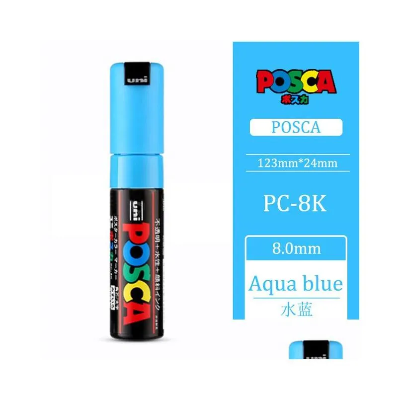 1pcs uni posca paint marker pen broad tip8mm pc8k 15 colors for drawing painting y200709