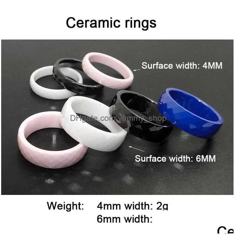 cluster rings dicarlun black white pink blue ceramic 4 mm 6 rhombus ring jewelry for women cute minimalist size 7 8 9