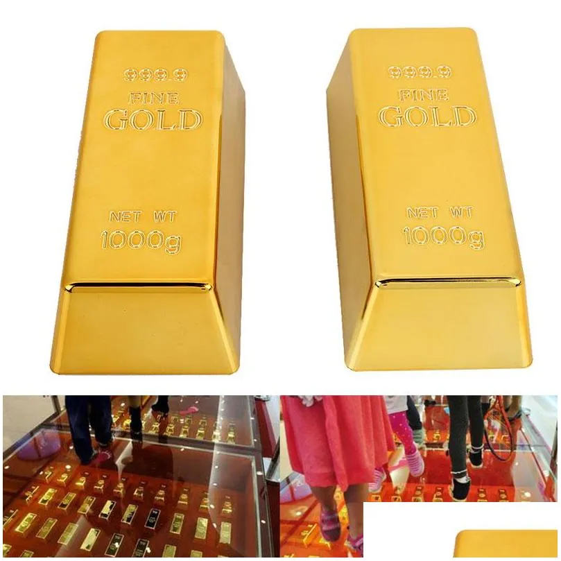 Party Games & Crafts Fake Gold Bar Golden Creative Blion Door Stop Paperweigh Simation Table Decor Deluxe Gate Stopper Props Toy Offic Dh2Gy