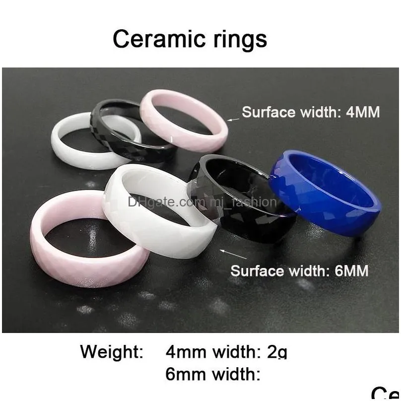 Cluster Rings Cluster Rings Dicarlun Black White Pink Blue Ceramic 4 Mm 6 Rhombus Ring Jewelry For Women Cute Minimalist Size 7 8 9 Dr Dhlcv