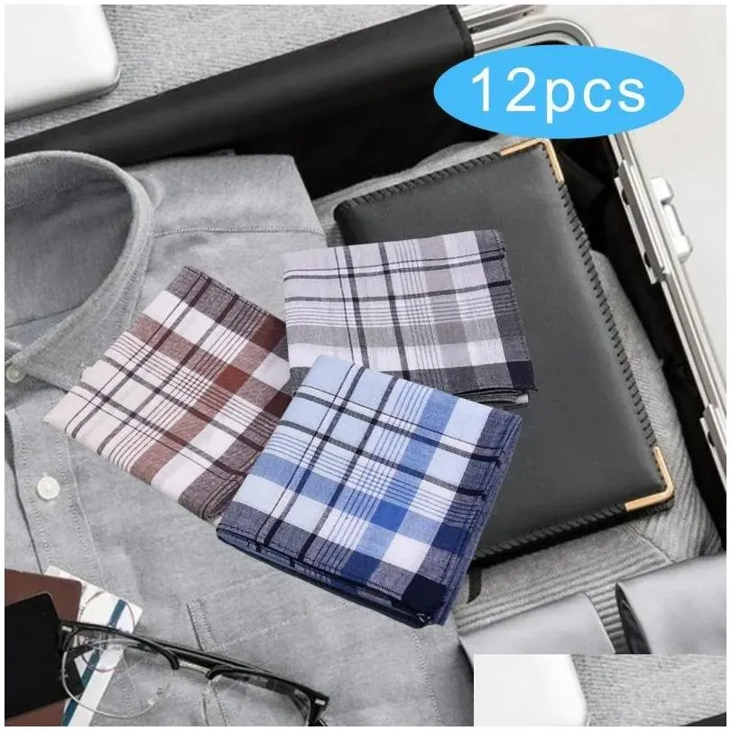 bow ties 12x cotton mens handkerchiefs 16inch bandanas pocket square hankies for women men birthday formal celebration grandfathers