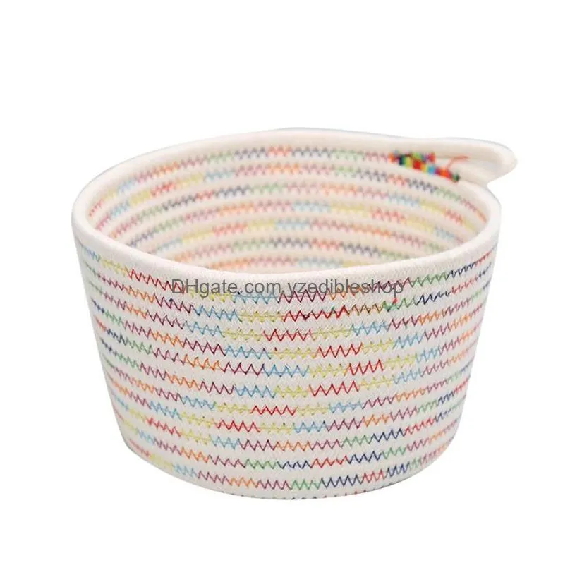 woven style storage basket colorful cotton rope bin organizer for home office small items 18x13x22cm dc120 bags