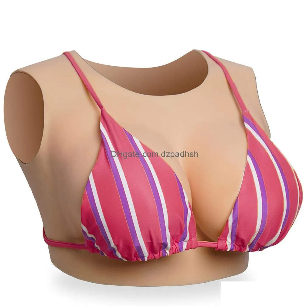 Round Collar Silicone F Cup Breast Forms For Crossdressers, Drag