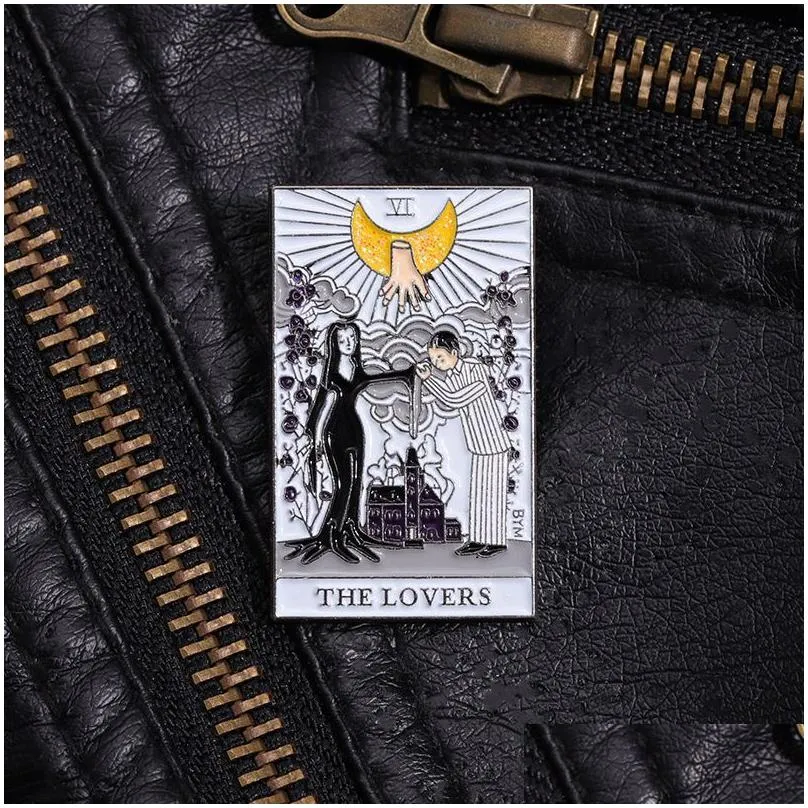 Jewelry The Lover Tarot Card Shaped Enamel Brooch Pins Set Aesthetic Cute Lapel Badges Cool For Backpacks Hat Bag Collar Diy Fashion J Dh0N2
