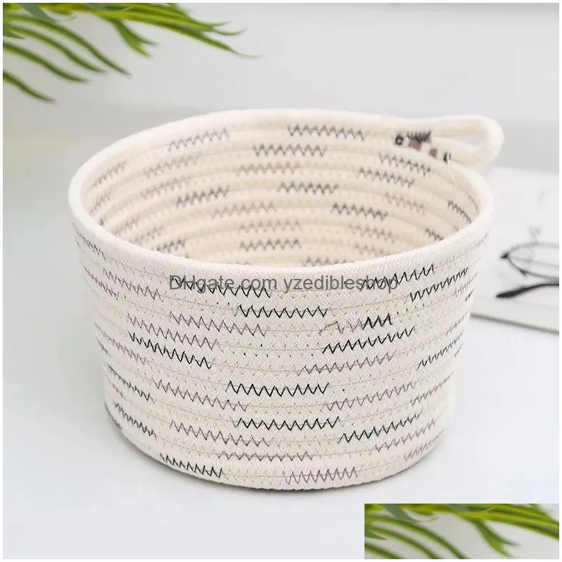 woven style storage basket colorful cotton rope bin organizer for home office small items 18x13x22cm dc120 bags