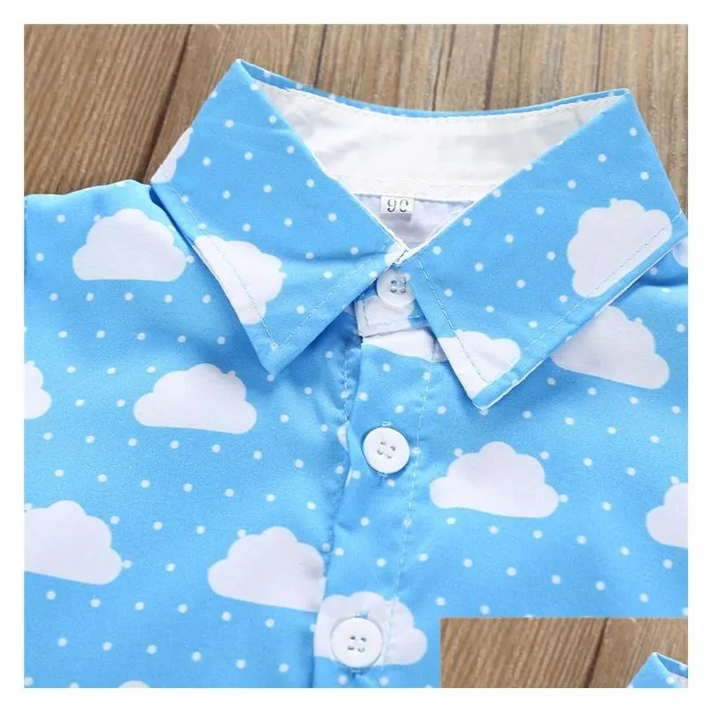 Clothing Sets Boys Kids Clothes Outfits Short Sleeves Cloud Printed Shirt Topsaddshorts 2 Pieces Set Designer Drop Delivery Baby, Kids Dhiqr