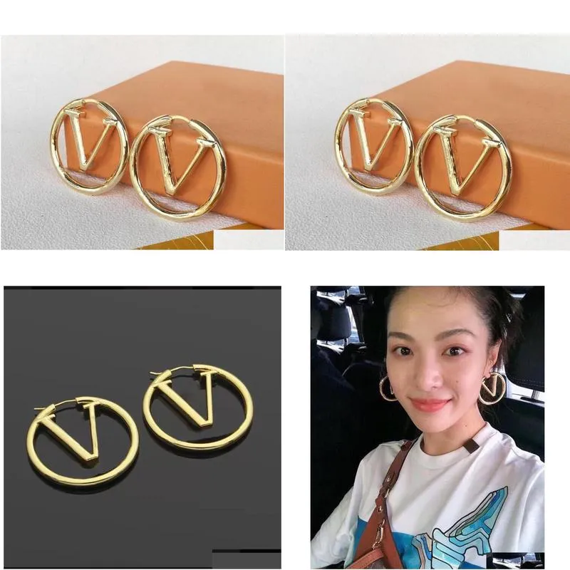2021 designer earrings fashion gold hoop earrings for lady women party earring wedding lovers gift engagement jewelry for