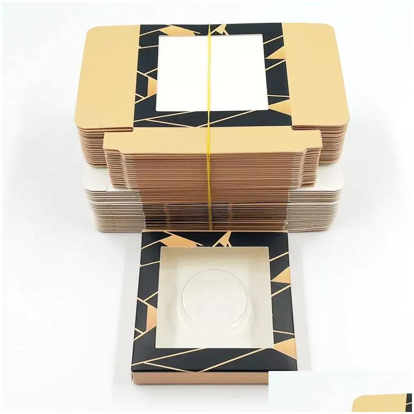 False Eyelashes New 100Pcs Wholesale Paper Eyelash Packaging Box Lashes Boxes Marble Design For 10Mm- 25Mm Mink Eyelashes Square Case Dholw