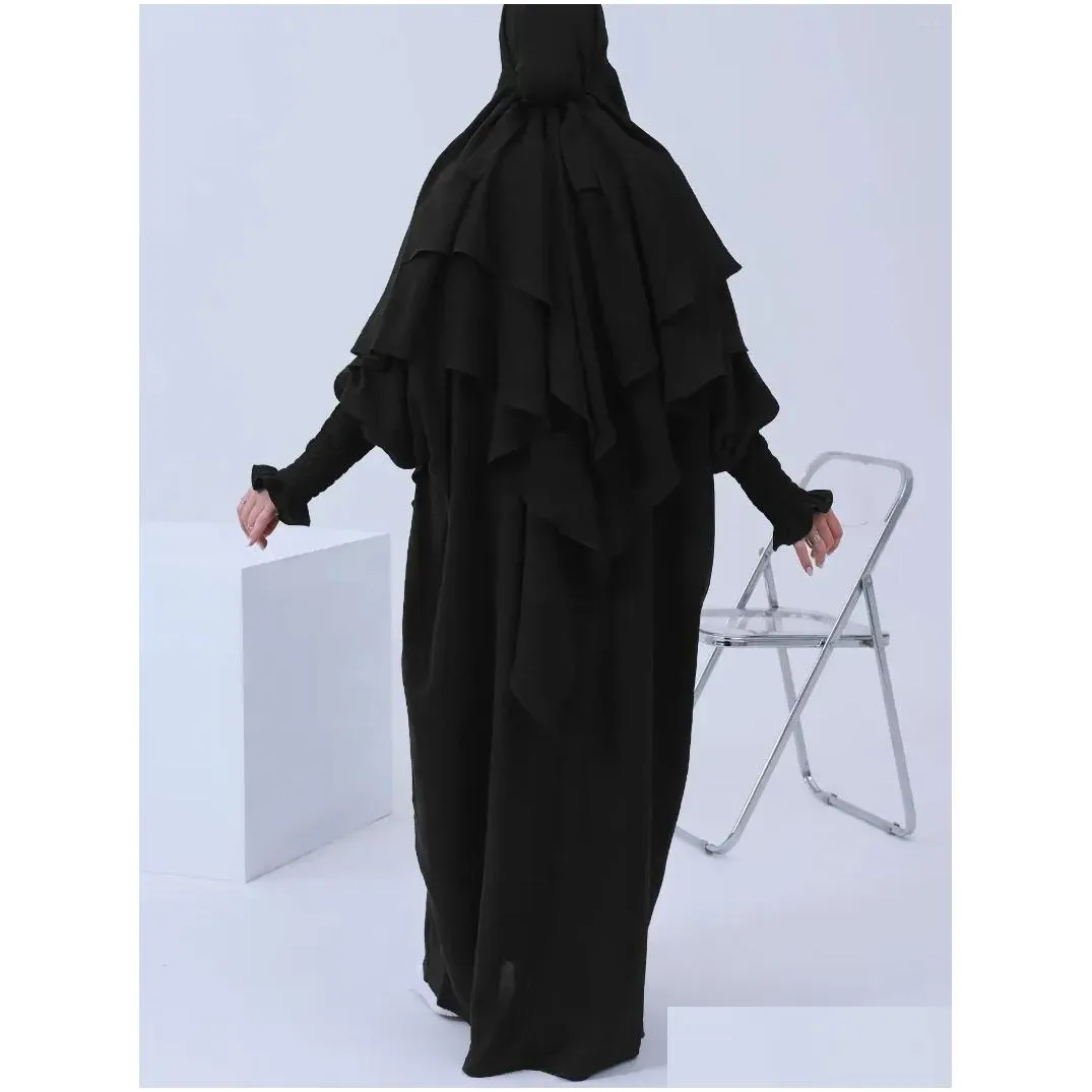 Ethnic Clothing 2023 Arabic Muslim Abaya Dress For Women White Long Sleeve Moroccan Kaftan Hooded Robe Turkish Islamic Ramadan