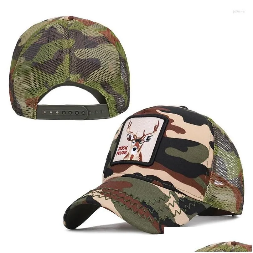 ball caps deer animal embroidery cotton casquette baseball cap mesh breathable adjustable snapback hats for men and women 202