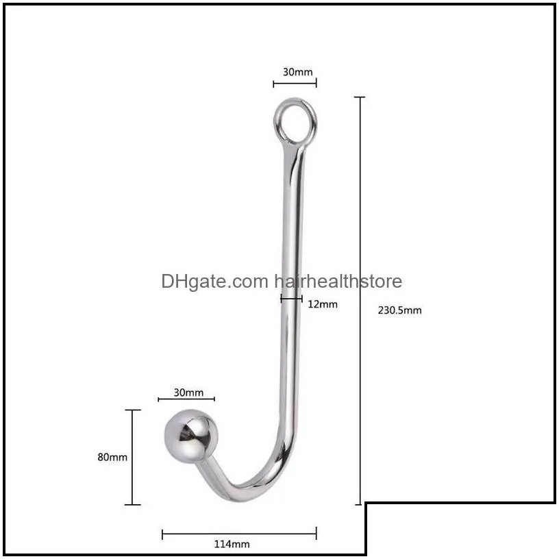 Beauty Items 120G Stainless Steel Anal Hook With Beads Hole Metal Butt Plug Anus Fart Putty Slave Prostate Masr Sexy Toy For Men