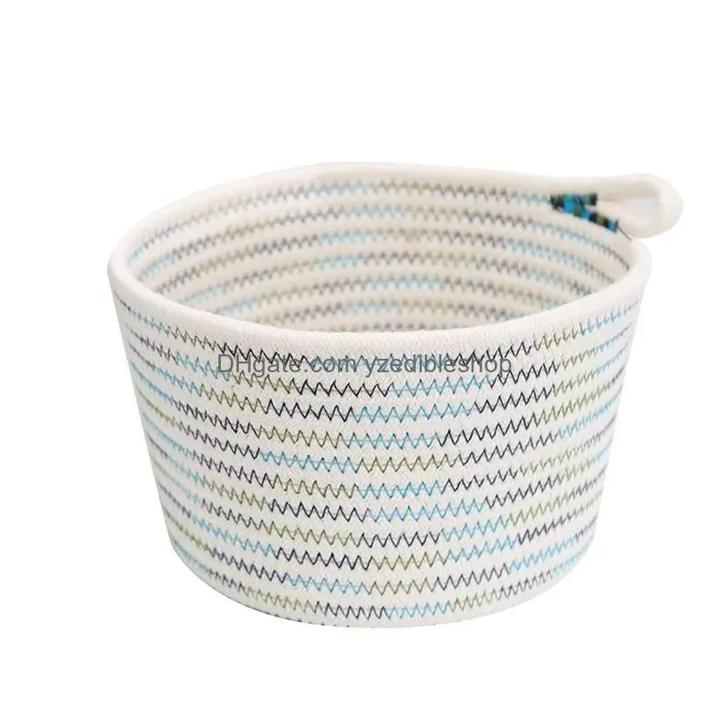 woven style storage basket colorful cotton rope bin organizer for home office small items 18x13x22cm dc120 bags