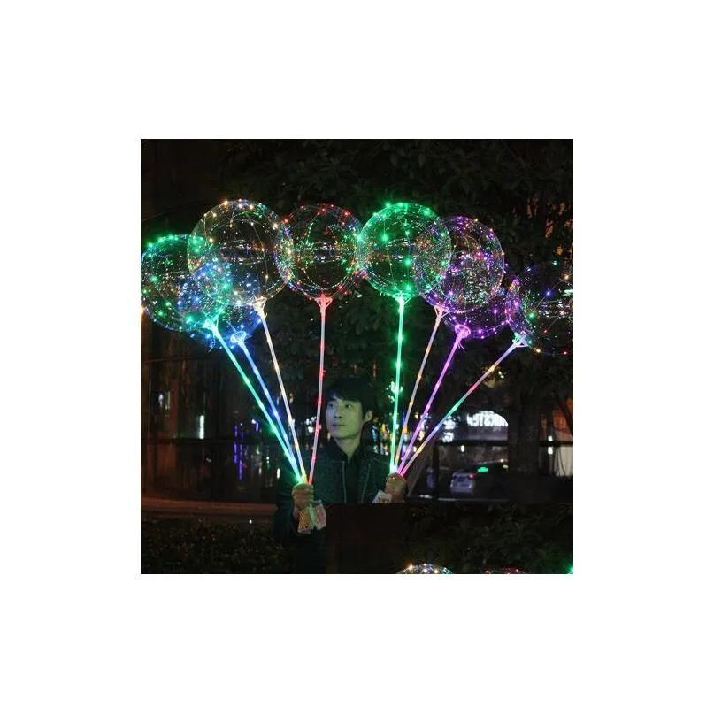 Balloon Luminous Led Balloon Transparent Colored Flashing Lighting Balloons With 70Cm Pole Wedding Party Decorations Holiday Supply Cc Dh6Yc