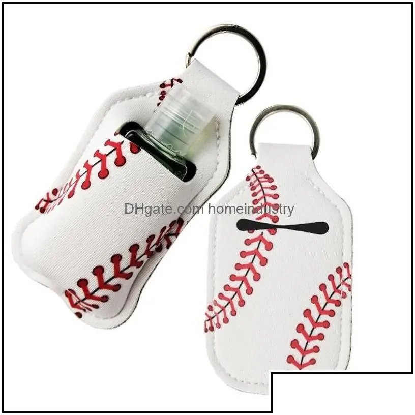 party favor neoprene er baseball softball keychains chapstick party holders for hand sanitizer bottle gel holder sleeve key chain ri