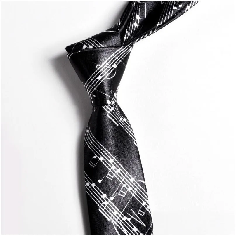 mens music tie polyester neck tie musical note printed colorful narrow weeding party concert gift