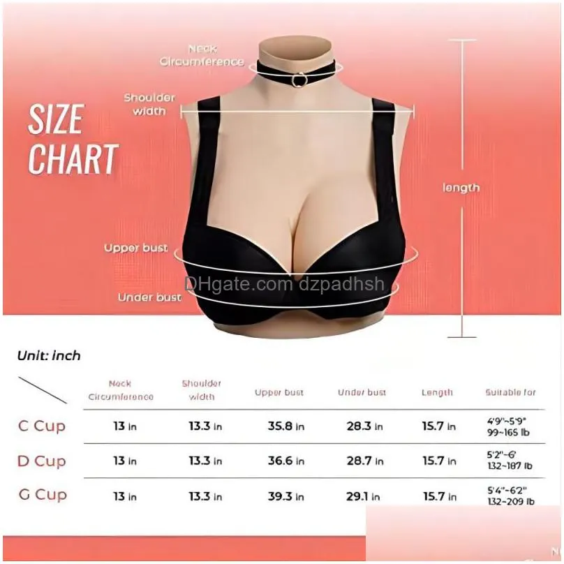 silicone breastplate drag queen b-g cup fake breast forms for crossdressers cosplay touch realistic breast plates