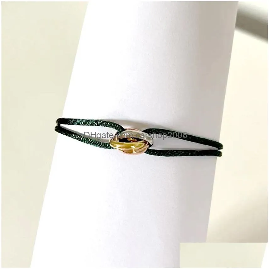 fashion 316l stainless steel trinity ring string bracelet three rings hand strap couple bracelets for women and men fashion jewwelry famous