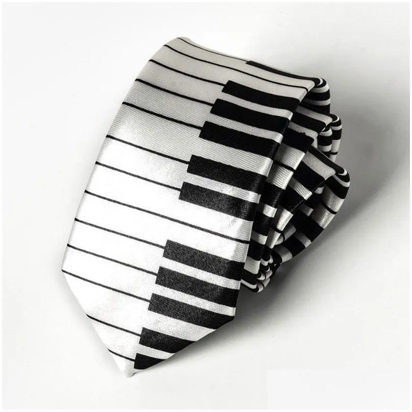 mens music tie polyester neck tie musical note printed colorful narrow weeding party concert gift