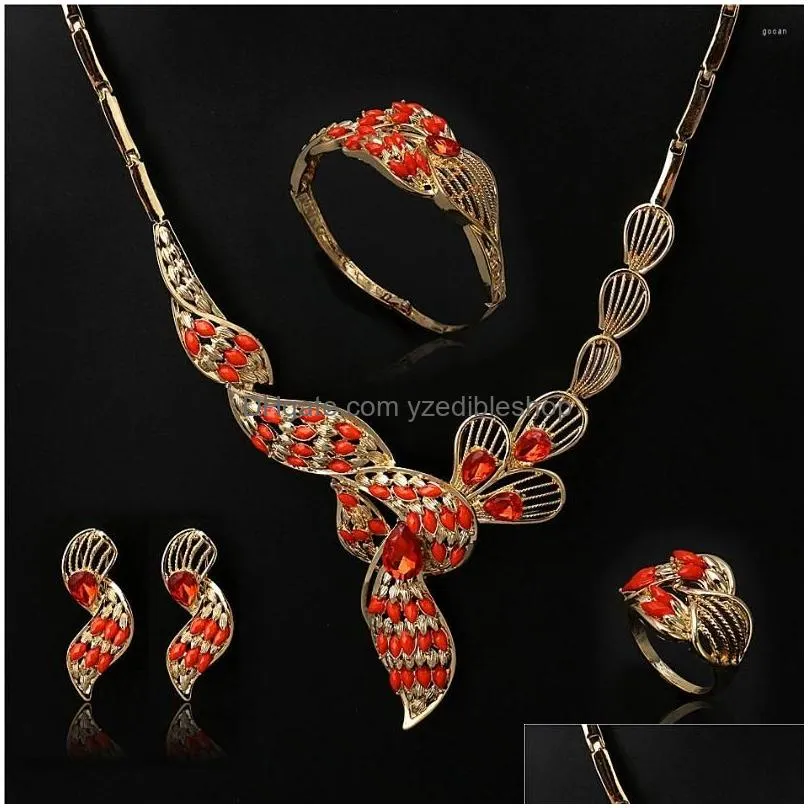 necklace earrings set moroccan arabic wedding bridal jewelry woman quality dubai 18k gold plated custom jewellery wholesale