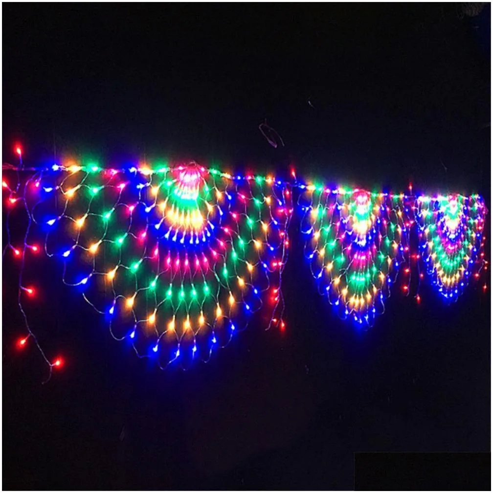 eu/us plug  3 peacock mesh net led string lights outdoor fairy garland for wedding christmas wedding year party decoration