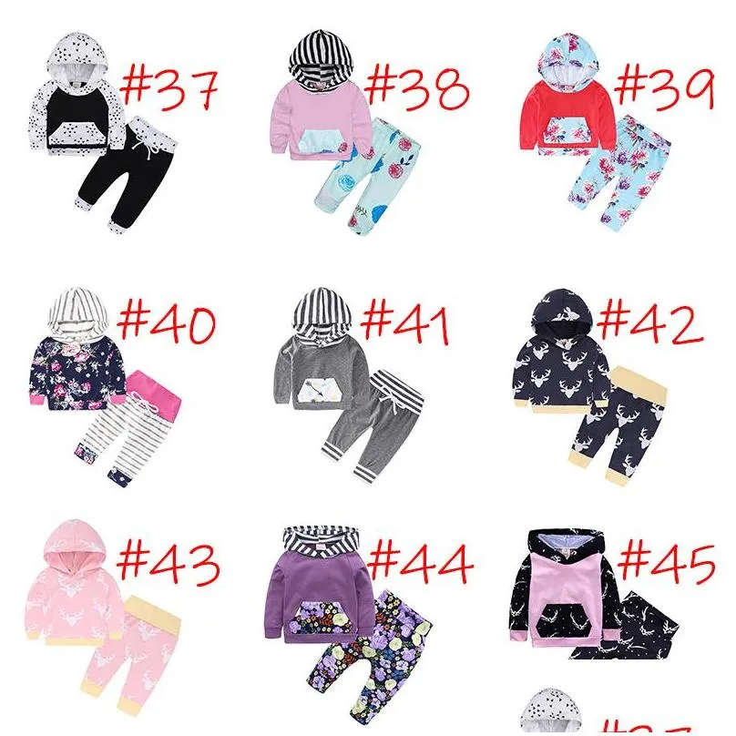 Clothing Sets Newborn Baby Hoodie Outfits Floral Tribal Monochrome Elk Camouflage Leopard Striped Bow Hooded Spring Autumn Boy Girl Cl Dhfag
