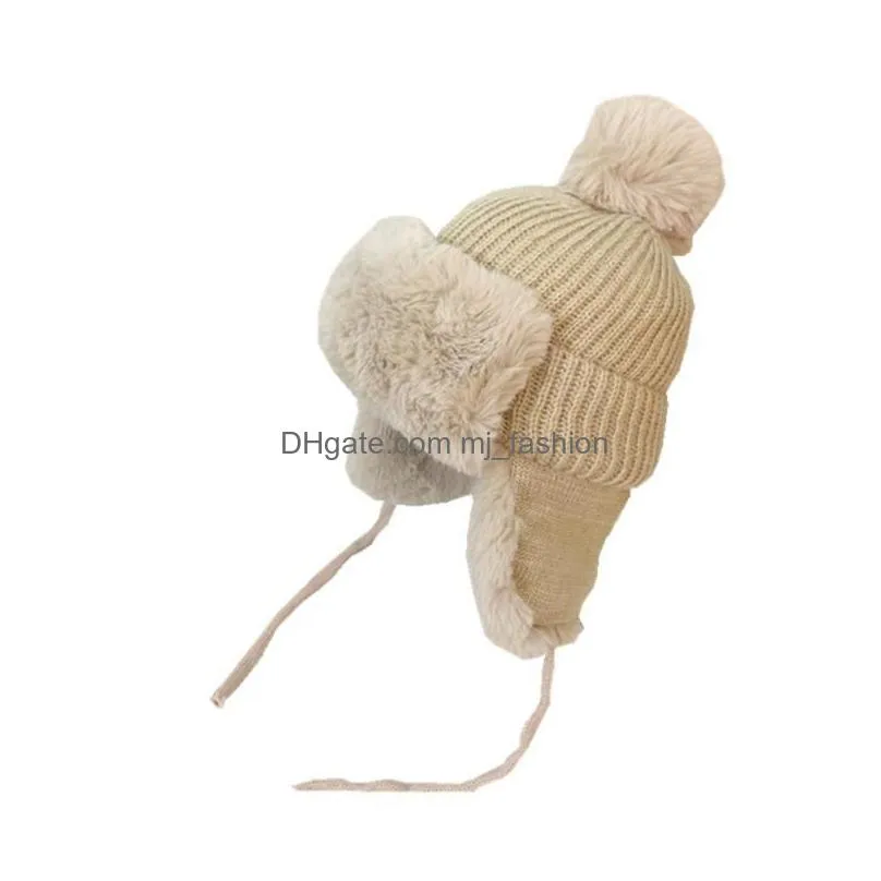 Beanie/Skull Caps Beanie/Skl Caps 2022 Winter Russian Bomber Hats For Women Men Outdoor Warm Snow Hat With Fur Pompom Windproof Woolen Dhyx4