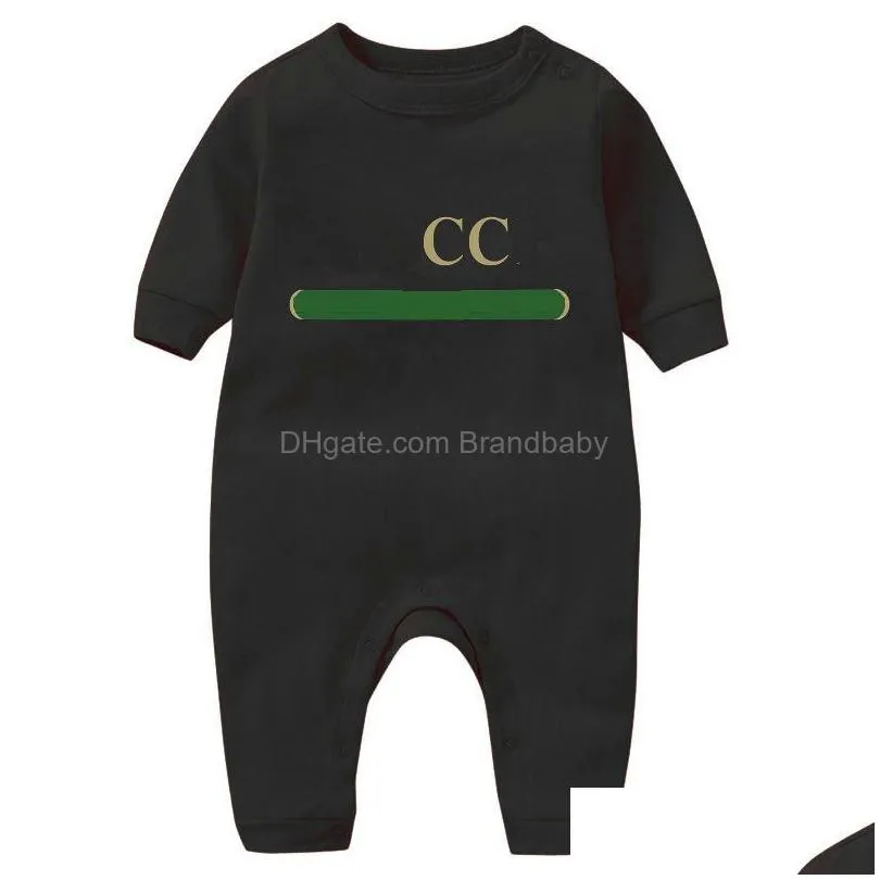 in stock newborn kids rompers baby boys girls fashion designer print luxury pure cotton long sleeve jumpsuit g007